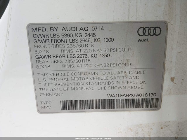 Audi Q5 2.0t Premium 2015 WA1LFAFPXFA018170 Image 9