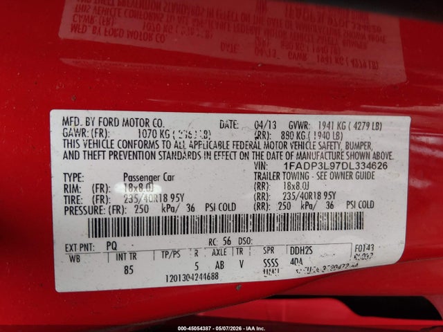 Продажа на аукционе авто 2013 Ford Focus St, vin: 1FADP3L97DL334626, номер лота: 45054387