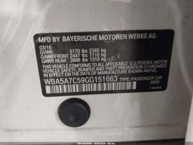 Продаж на аукціоні авто 2016 Bmw 528i Xdrive, vin: WBA5A7C59GG151663, номер лоту: 45054400