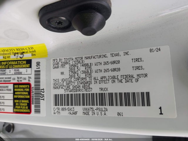 2024 Toyota Tundra Limited მანქანა იყიდება აუქციონზე, vin: 5TFWA5DBXRX170337, აუქციონის ნომერი: 45054408