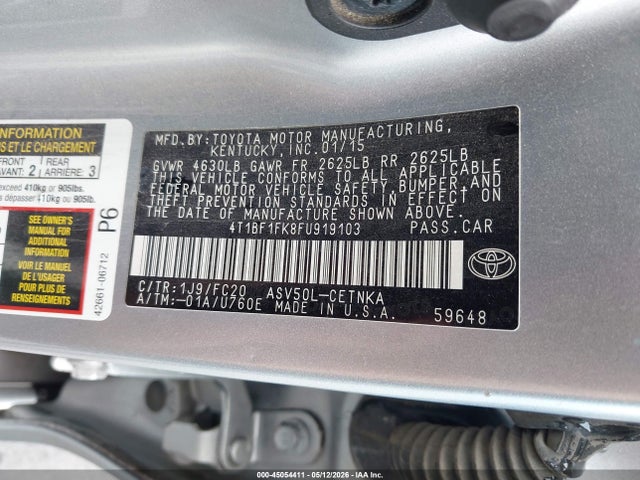 Aukcja sprzedaży 2015 Toyota Camry Le, vin: 4T1BF1FK8FU919103, numer aukcji: 45054411