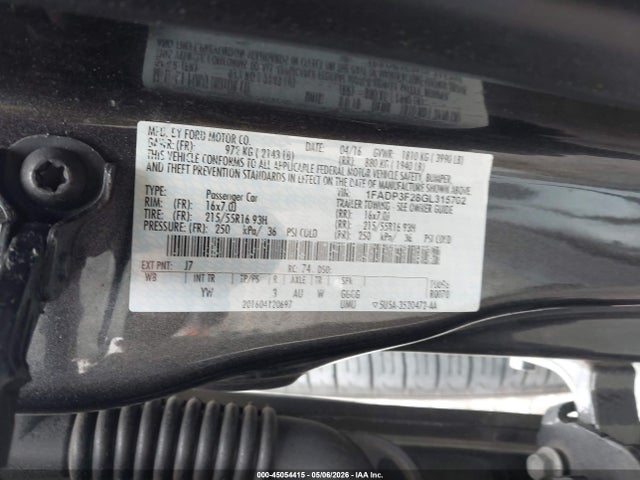 Ford FOCUS SE 2016 1FADP3F28GL315702 Image 9