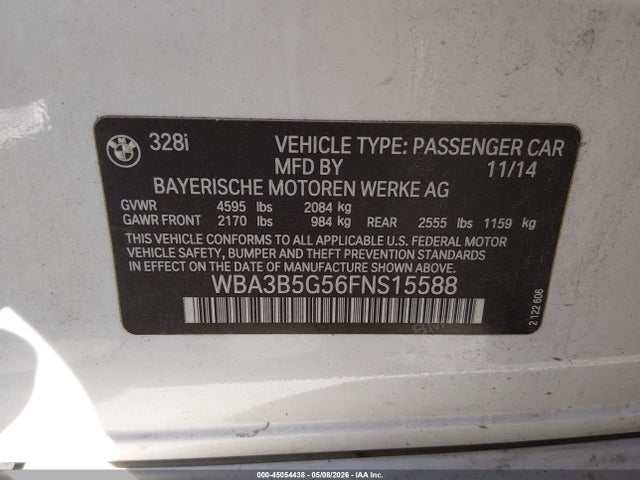 Продажа на аукционе авто 2015 Bmw 328i Xdrive, vin: WBA3B5G56FNS15588, номер лота: 45054438
