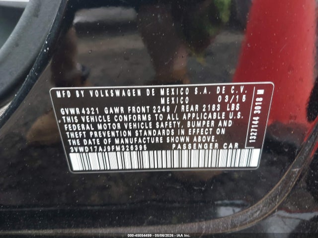 Продаж на аукціоні авто 2015 Volkswagen Jetta 1.8t Se, vin: 3VWD17AJ9FM326395, номер лоту: 45054499
