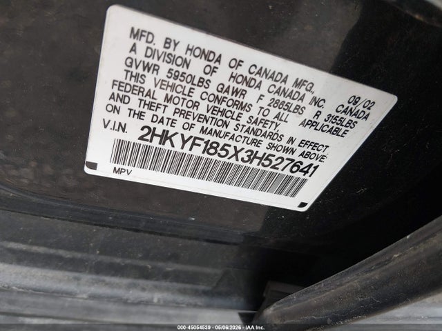 45054539 :رقم المزاد ، 2HKYF185X3H527641 vin ، 2003 Honda Pilot Ex-l مزاد بيع