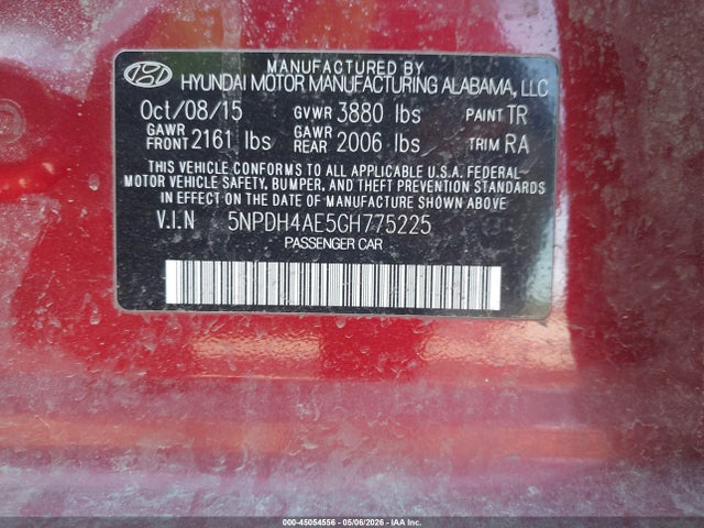 Продажа на аукционе авто 2016 Hyundai Elantra Se, vin: 5NPDH4AE5GH775225, номер лота: 45054556