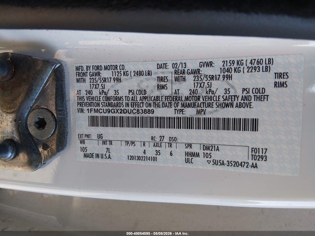 Aukcja sprzedaży 2013 Ford Escape Se, vin: 1FMCU9GX2DUC83889, numer aukcji: 45054595