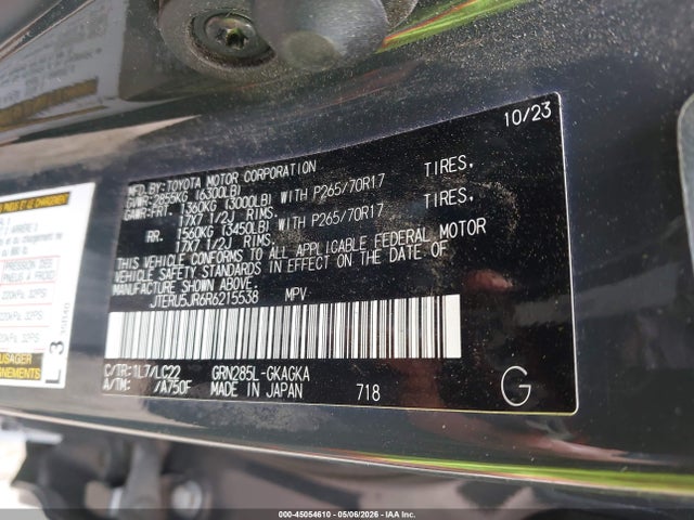 45054610 :رقم المزاد ، JTERU5JR6R6215538 vin ، 2024 Toyota 4runner Trd Off Road Premium مزاد بيع