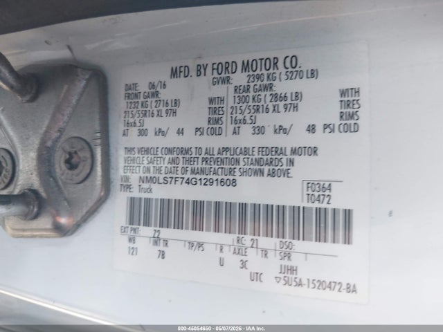 Продажа на аукционе авто 2016 Ford Transit Connect Xlt, vin: NM0LS7F74G1291608, номер лота: 45054650
