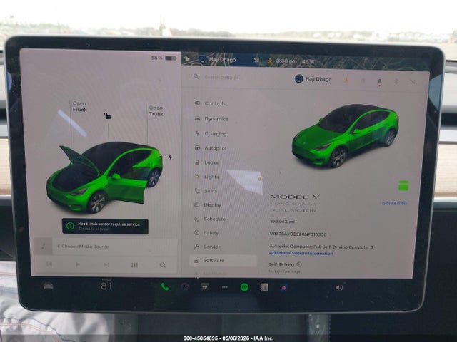 7SAYGDEE0NF315306 Tesla Model Y Long Range Dual Motor All-wheel Drive