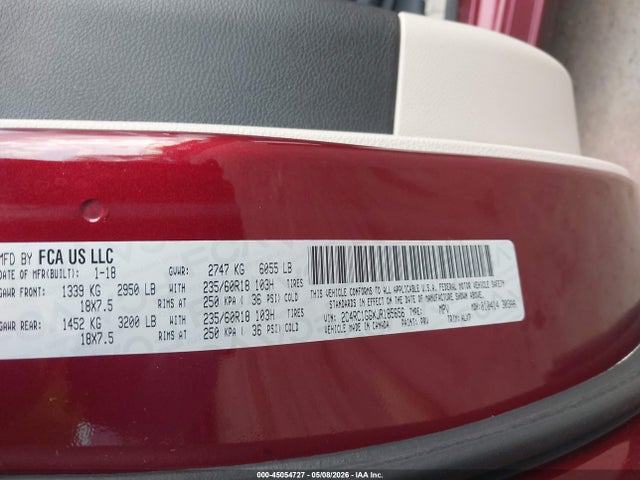 Продаж на аукціоні авто 2018 Chrysler Pacifica Limited, vin: 2C4RC1GGXJR185656, номер лоту: 45054727