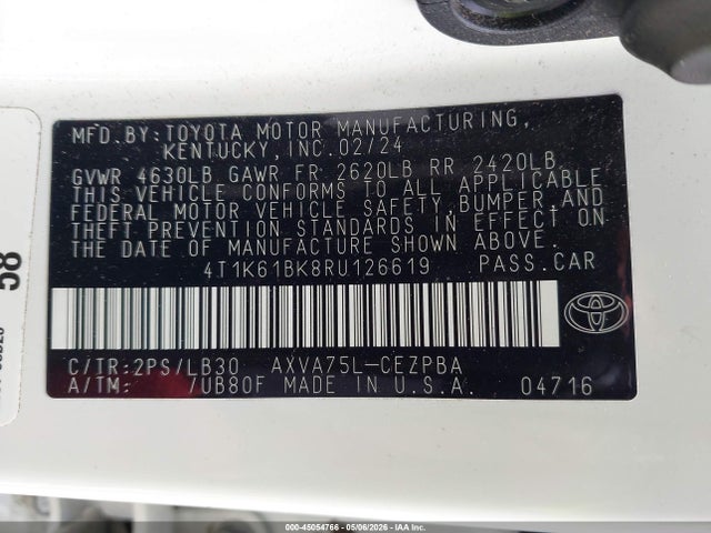 4T1K61BK8RU126619 Toyota CAMRY XSE