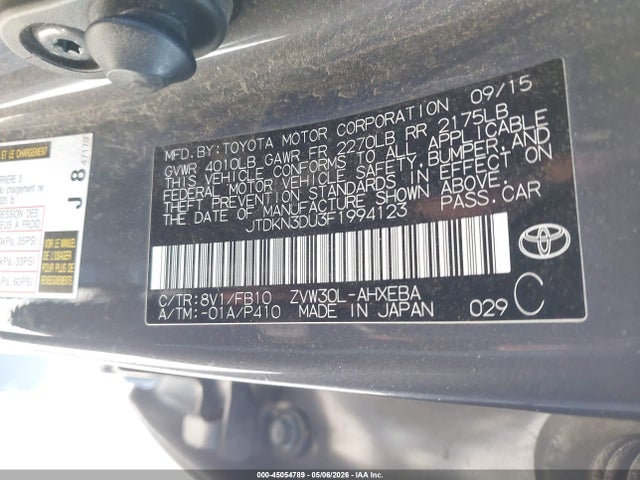JTDKN3DU3F1994123 Toyota Prius Two