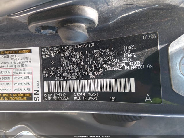 Продаж на аукціоні авто 2008 Toyota 4runner Sr5 V6, vin: JTEBU14RX8K020117, номер лоту: 45054805