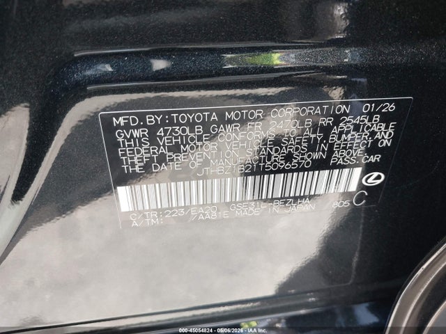Aukcja sprzedaży 2026 Lexus Is 350 F Sport Design, vin: JTHBZ1B21T5096570, numer aukcji: 45054824