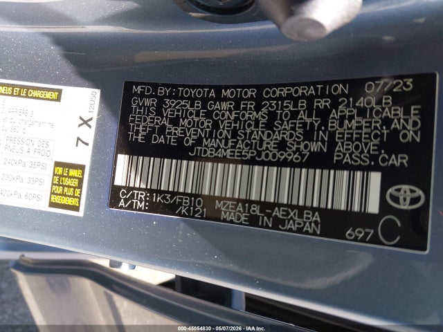 JTDB4MEE5PJ009967 Toyota COROLLA LE