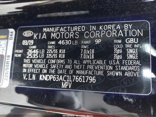 Aukcja sprzedaży 2020 Kia Sportage S, vin: KNDP63AC1L7661796, numer aukcji: 45054839