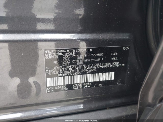 2025 Toyota Rav4 Hybrid Xle მანქანა იყიდება აუქციონზე, vin: JTMRWRFV5SJ085007, აუქციონის ნომერი: 45054857