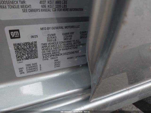 Продажа на аукционе авто 2025 Chevrolet Silverado 1500 4wd  Short Bed Custom, vin: 1GCPKBEK3SZ336707, номер лота: 45054867