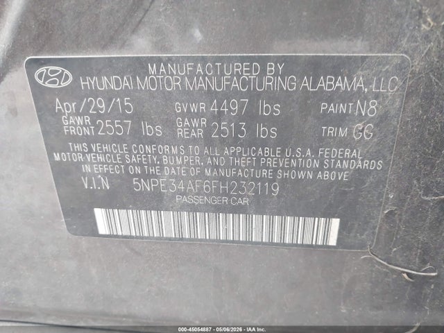 5NPE34AF6FH232119 Hyundai Sonata Sport
