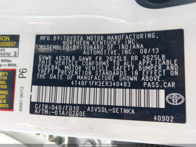 4T4BF1FK2ER340483 Toyota CAMRY LE