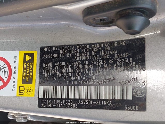 Продаж на аукціоні авто 2016 Toyota Camry Le, vin: 4T4BF1FKXGR554477, номер лоту: 45054913