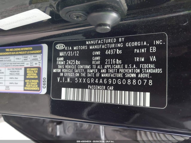 Продаж на аукціоні авто 2013 Kia Optima Sx, vin: 5XXGR4A69DG088078, номер лоту: 45054924