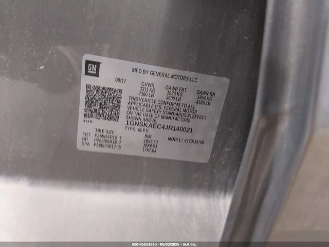 1GNSKAEC4JR140021 Chevrolet Tahoe Ls