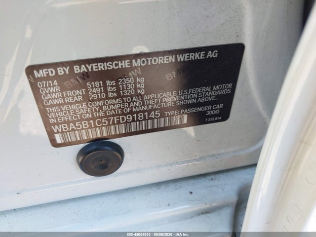 Продажа на аукционе авто 2015 Bmw 535i, vin: WBA5B1C57FD918145, номер лота: 45054953