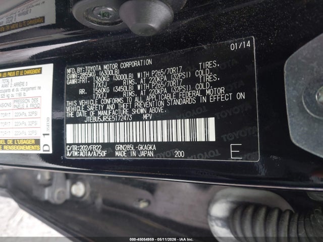 Продаж на аукціоні авто 2014 Toyota 4runner Sr5, vin: JTEBU5JR5E5172473, номер лоту: 45054959