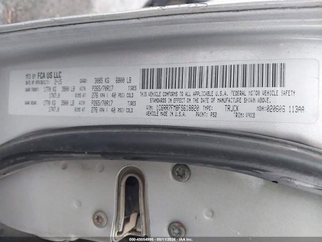 2015 Ram 1500 Tradesman მანქანა იყიდება აუქციონზე, vin: 1C6RR7FM8FS618820, აუქციონის ნომერი: 45054995