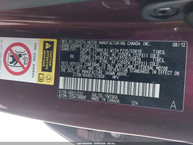 Продаж на аукціоні авто 2013 Lexus Rx 350 F Sport, vin: 2T2BK1BA9DC172808, номер лоту: 45055006