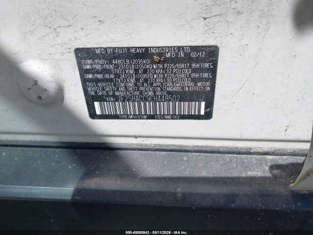 Aukcja sprzedaży 2012 Subaru Forester 2.5x Premium, vin: JF2SHACC9CH448502, numer aukcji: 45055043