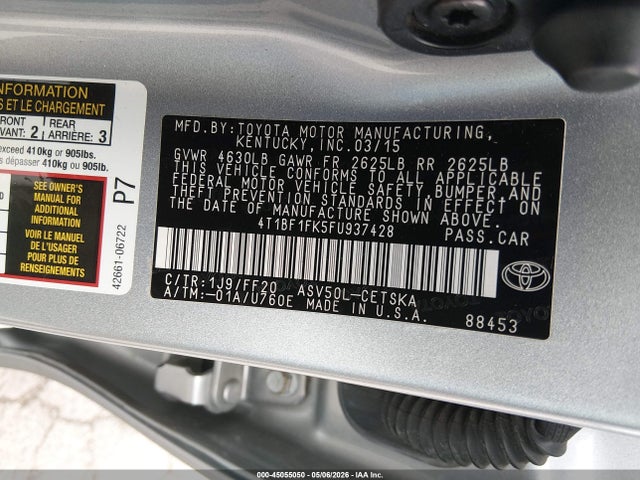 4T1BF1FK5FU937428 Toyota CAMRY SE