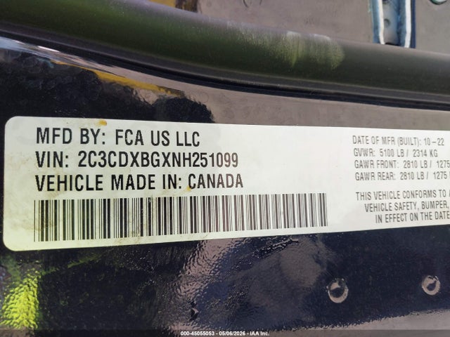 Продаж на аукціоні авто 2022 Dodge Charger Sxt Rwd, vin: 2C3CDXBGXNH251099, номер лоту: 45055053