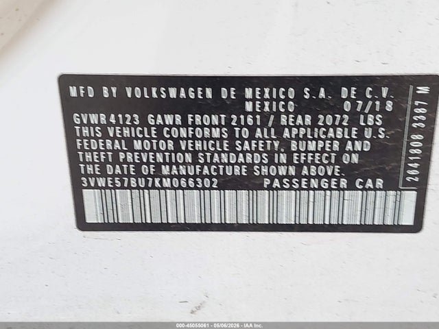 3VWE57BU7KM066302 Volkswagen Jetta 1.4t Sel