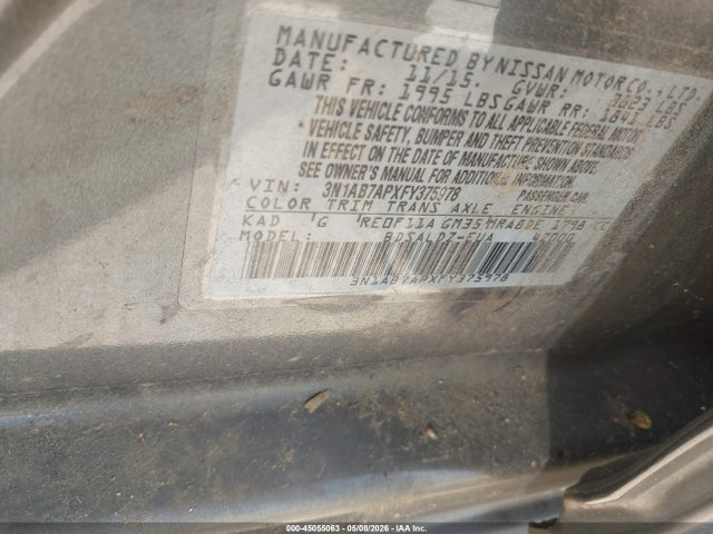 45055063 :رقم المزاد ، 3N1AB7APXFY375978 vin ، 2015 Nissan Sentra Sv مزاد بيع