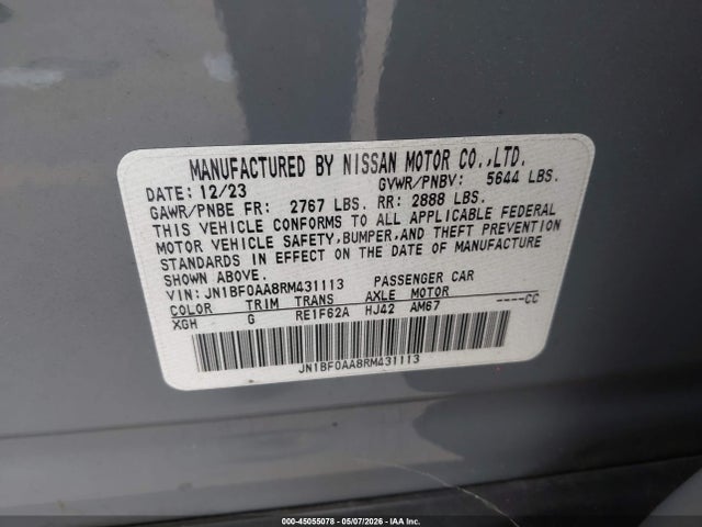 45055078 :رقم المزاد ، JN1BF0AA8RM431113 vin ، 2024 Nissan Ariya Venture+ مزاد بيع
