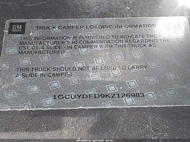 45055119 :رقم المزاد ، 1GCUYDED9KZ126983 vin ، 2019 Chevrolet Silverado 1500 Lt مزاد بيع