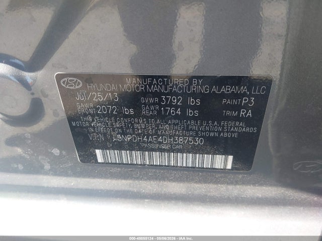 Aukcja sprzedaży 2013 Hyundai Elantra Gls, vin: 5NPDH4AE4DH387530, numer aukcji: 45055124