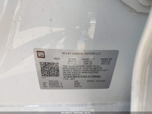 45055137 :رقم المزاد ، 1GKENKKS5RJ176684 vin ، 2024 Gmc Acadia Fwd Elevation مزاد بيع