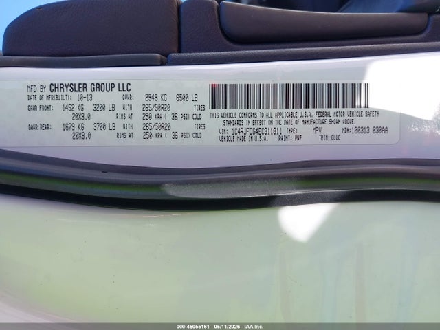 Aukcja sprzedaży 2014 Jeep Grand Cherokee Overland, vin: 1C4RJFCG4EC311811, numer aukcji: 45055161