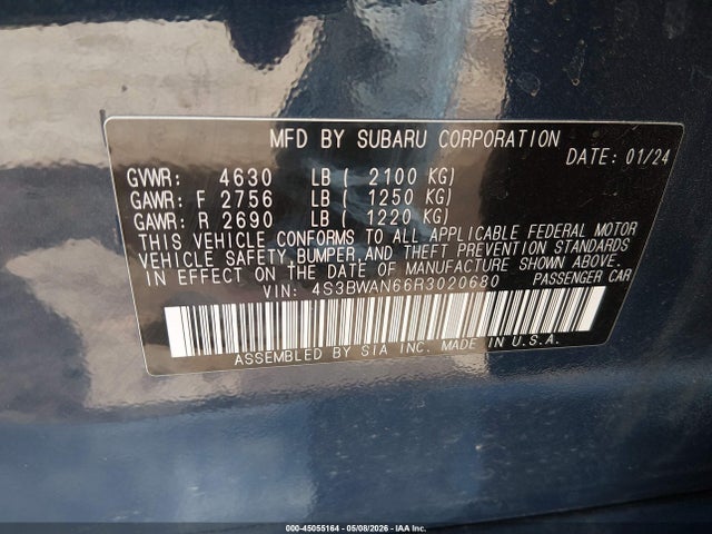 Продажа на аукционе авто 2024 Subaru Legacy Limited, vin: 4S3BWAN66R3020680, номер лота: 45055164
