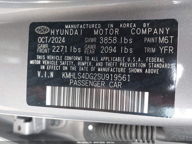 45055179 :رقم المزاد ، KMHLS4DG2SU919561 vin ، 2025 Hyundai Elantra Sel Convenience مزاد بيع