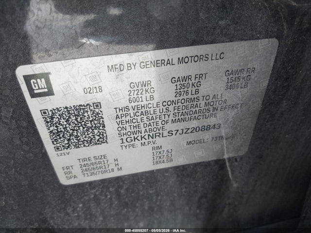 GMC Acadia Sle-1 2018 1GKKNRLS7JZ208843 Image 9