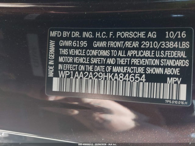 WP1AA2A29HKA84654 Porsche Cayenne Platinum Edition