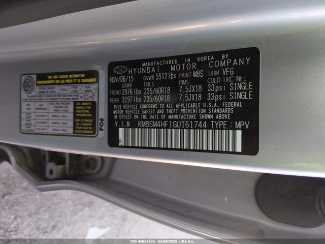 KM8SM4HF1GU161744 Hyundai Santa Fe Se