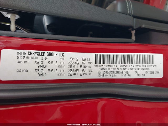 1C4RDJAG1FC689003 Dodge Durango Sxt