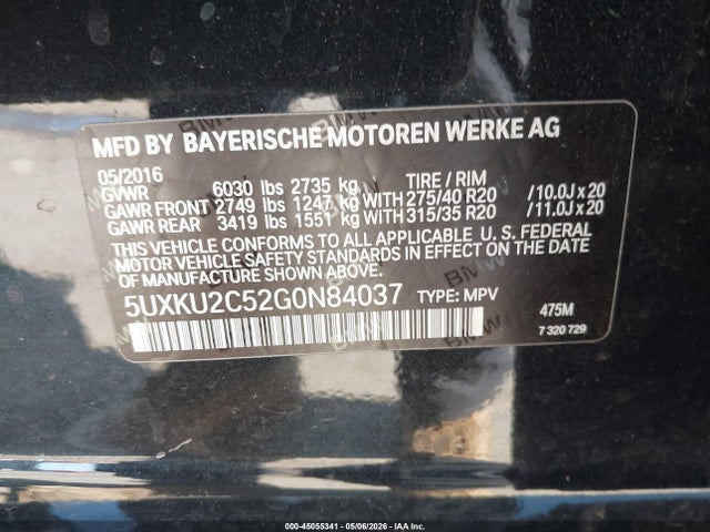 5UXKU2C52G0N84037 BMW X6 Xdrive35i