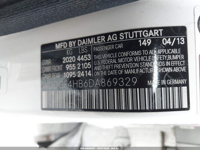 Aukcja sprzedaży 2013 Mercedes-benz C 250 Sport, vin: WDDGF4HB6DA869329, numer aukcji: 45055351
